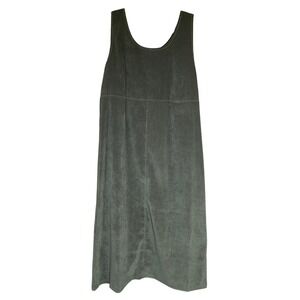 Midi Jumper Dress Pinifore Women's Size 12/14 Poly Stretch, Olive Green